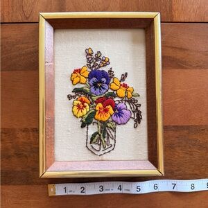 Vintage Floral Embroidered Wall Art